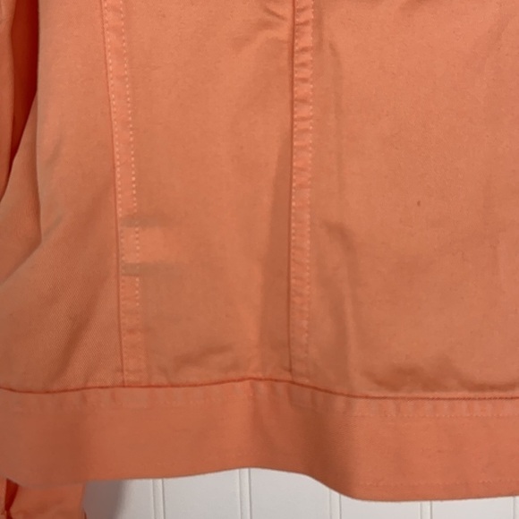 Chaps Cotton Peach Full Front Zip Closure Long Sleeve Denim Jacket - Picture 13 of 14